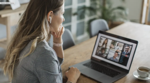 woman with laptop at table